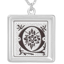 Collar del monograma con floral y los puntos - let