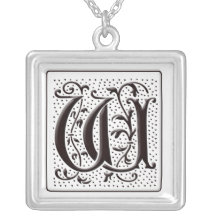 Collar del monograma con floral y los puntos - let