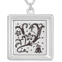 Collar del monograma con floral y los puntos - let