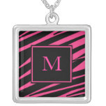 Collar del monograma de la cebra de las rosas fuer