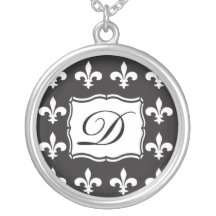 Collar del monograma - letra D de la flor de lis