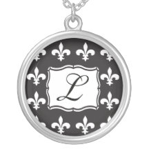 Collar del monograma - letra L de la flor de lis