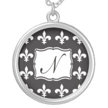 Collar del monograma - letra N de la flor de lis