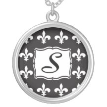 Collar del monograma - letra S de la flor de lis