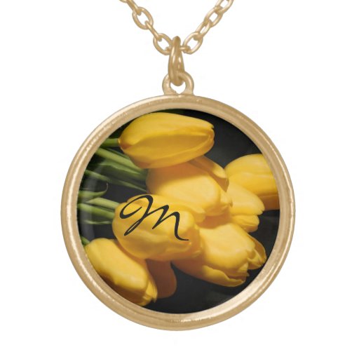 Collar floral de la cadena del oro del monograma d