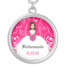 Collar fucsia de la dama de honor del pelo largo d