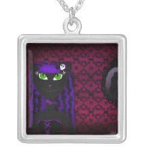 Collar gótico púrpura de la mujer del gato