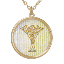 Collar inicial raya del Pin del oro" del monograma