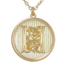 Collar inicial raya del Pin del oro" del monograma