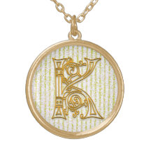 Collar inicial raya del Pin del oro" del monograma