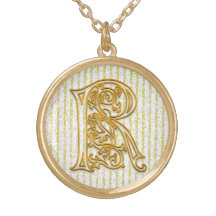 Collar inicial raya del Pin del oro" del monograma