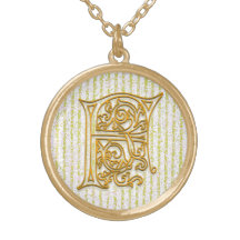 Collar inicial raya del Pin del oro" del monograma
