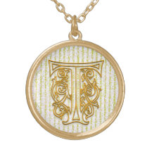Collar inicial raya del Pin del oro" del monograma