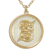 Collar inicial raya del Pin del oro" del monograma