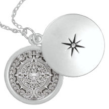 Collar maya del Locket de la plata esterlina del c