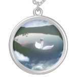 Collar pendiente del arte, cisnes de la foto, joye