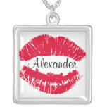 Collar personalizado marca del beso del lápiz labi