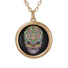 Collar psicodélico del diseño del arte del cráneo