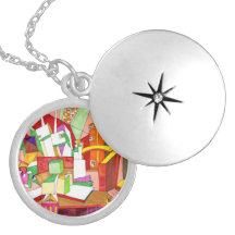 Collar redondo geométrico del Locket del arte abst