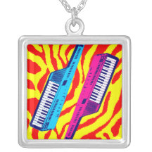 Collar retro de Keytar del vintage del tigre 80s d