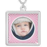 Collar rosado del marco de la foto - colgante adap