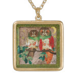 Collar subió jade de los búhos