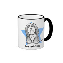 Collie barbudo de la estrella de Kawaii Tazas