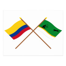 Colombia y banderas cruzadas Amazonas Tarjetas Postales
