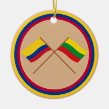 Colombia y banderas cruzadas Bolívar Ornamento Para Arbol De Navidad