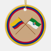 Colombia y banderas cruzadas Sucre Ornamento Para Arbol De Navidad
