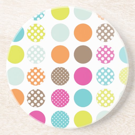 ¡Color de fondo retro de la polca Dots/DIY de PixD Posavasos Diseño