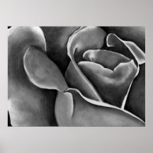 Color de rosa abstracto en aceite - BW Posters