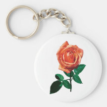 Color de rosa anaranjado agraciado llaveros personalizados