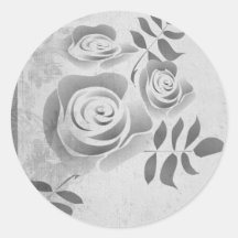 Color de rosa blanco y negro etiqueta redonda