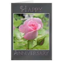 Color de rosa rosado:  Aniversario feliz Felicitacion