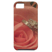 Color de rosa rosado con los anillos de bodas iPhone 5 cobertura
