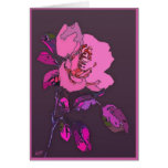 color de rosa rosado en púrpura tarjeton