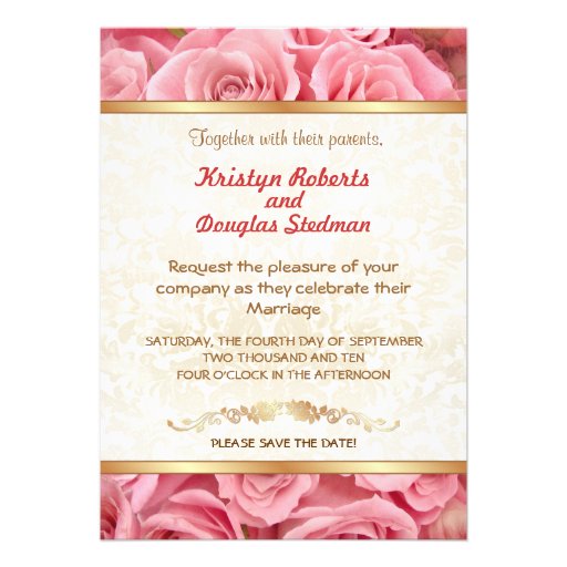 Color de rosa rosado - invitación del boda