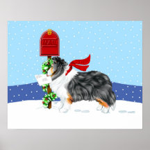Color del correo del navidad de Sheltie tri Poster
