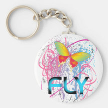Color multi de la mosca de la mantequilla llaveros personalizados