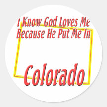 Colorado - dios me ama etiqueta redonda