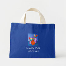 Coloree el mundo con las flores bolsa lienzo