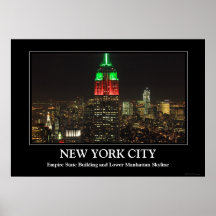 Colores del navidad del Empire State Building en l Poster