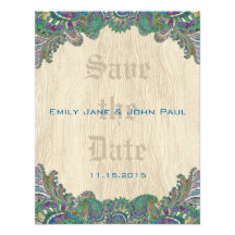 Colores del pavo real de Paisley que casan reserva Comunicado Personalizado
