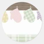 colorful cooking baking oven mitts gift tag sticke round sticker