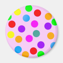 colorful_dots_on_pink imán para frigorífico