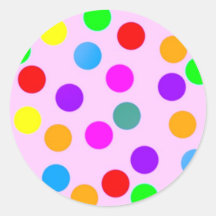 colorful_dots_on_pink pegatinas redondas