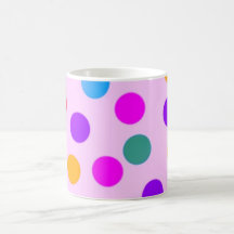 colorful_dots_on_pink tazas