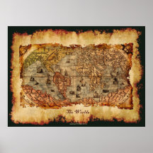Columbus envejeció el poster del arte del mapa de 