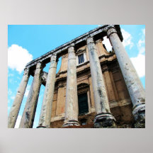 Columnas romanas con el POSTER del templo